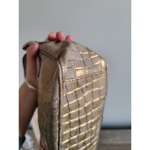 Y2K GUESS Patent Leather Croc studded Shoulder Bag Bagget Gold vintage shimmer - Picture 11 of 12